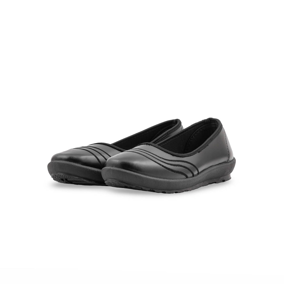 Girls Black School Pumps SK0125