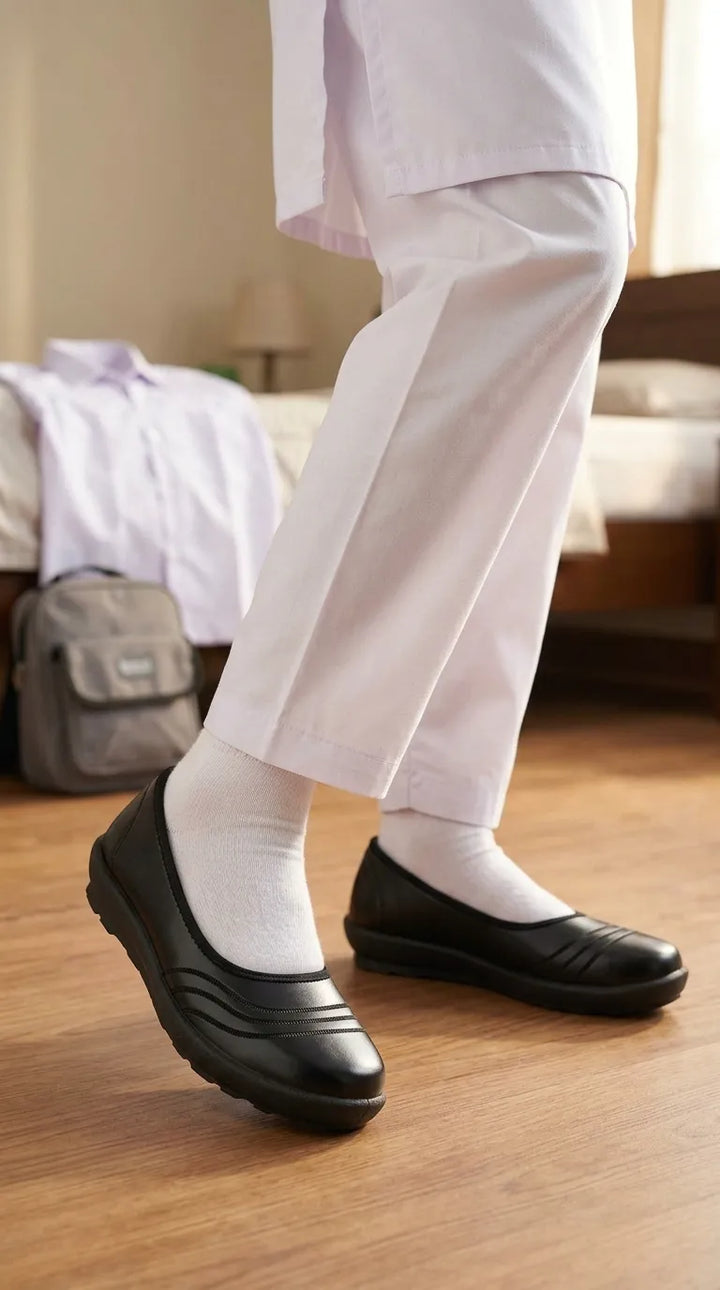Girls Black School Pumps SK0125