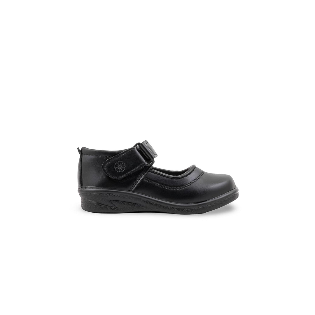 Girls Black Velcro Strap School Shoes SK0136