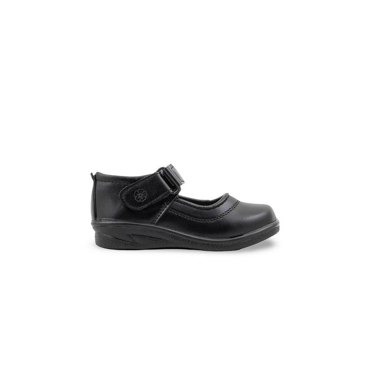 Girls Black Velcro Strap School Shoes SK0136