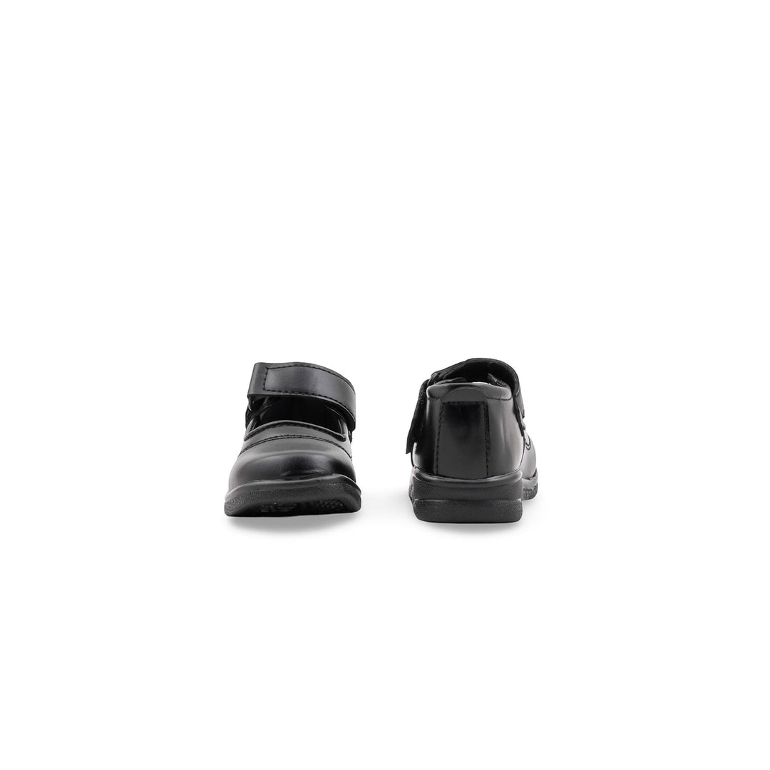 Girls Black Velcro Strap School Shoes SK0136