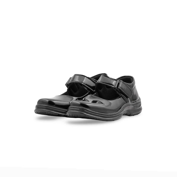 Girls Black Velcro Strap School Shoes SK0139