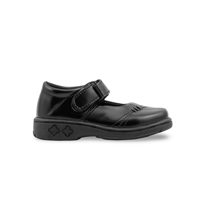Girls Black Velcro Strap School Shoes SK0142