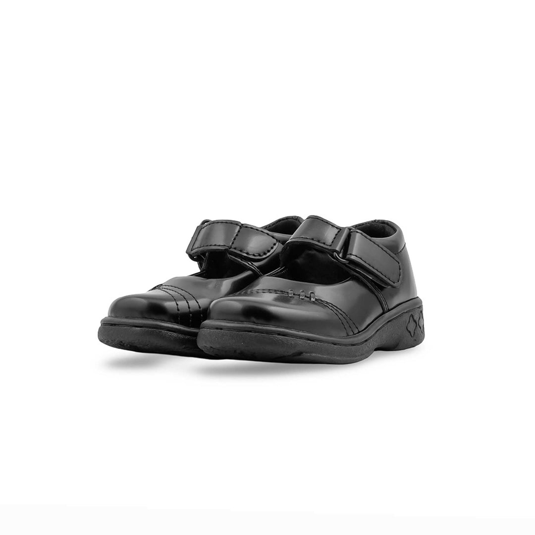 Girls Black Velcro Strap School Shoes SK0142