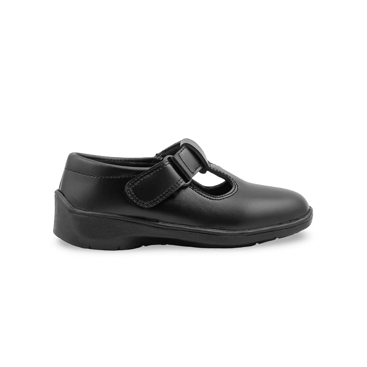 Girls Black Velcro Strap School Shoes SK0146