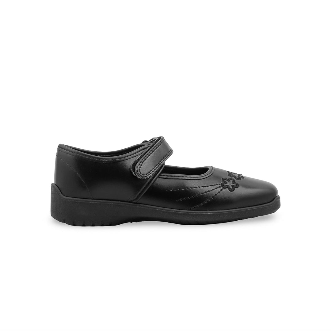 Girls Black Velcro Strap School Shoes SK0147