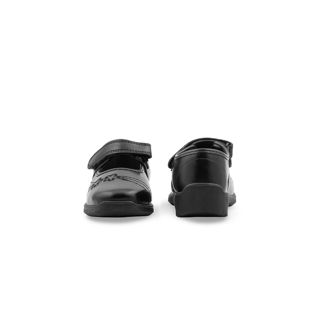 Girls Black Velcro Strap School Shoes SK0147