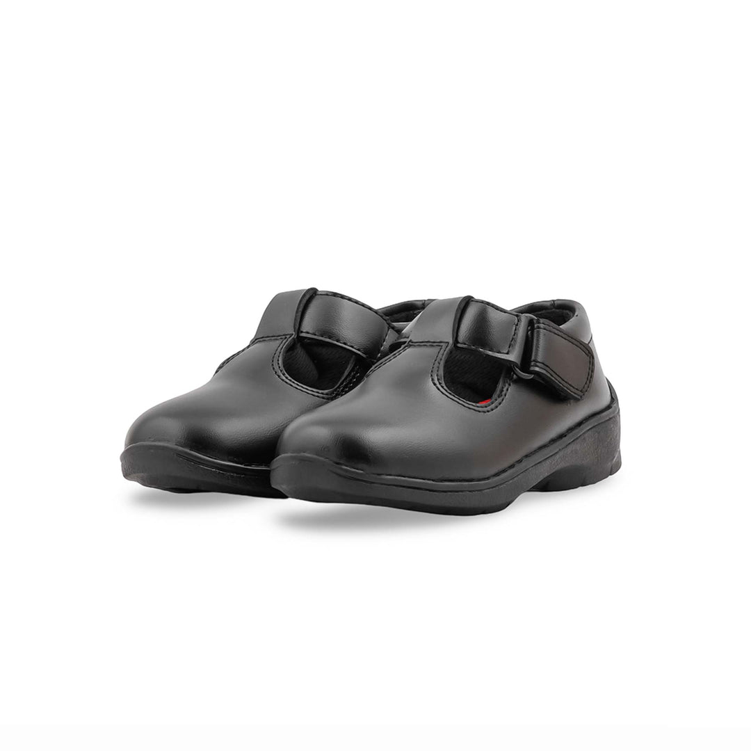 Girls Black Velcro Strap School Shoes SK0147