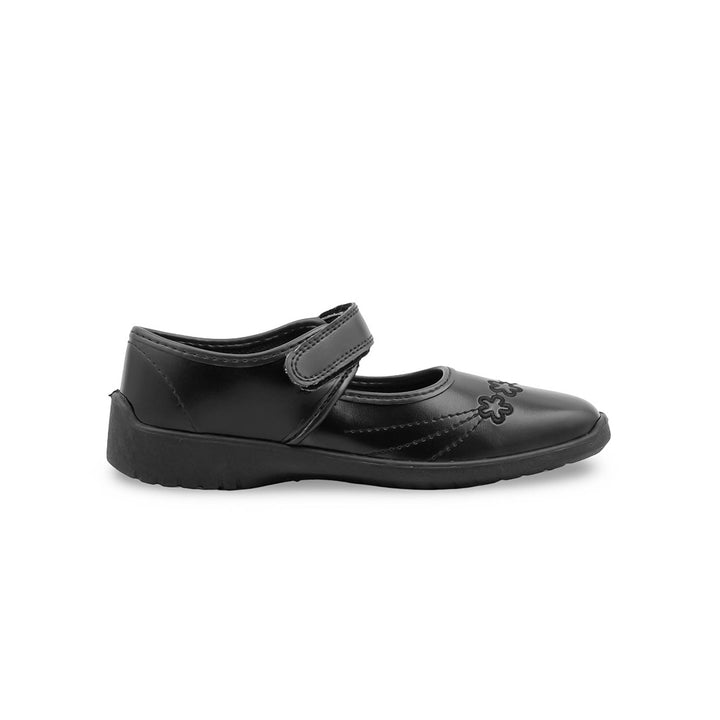 Girls Black Velcro Strap School Shoes SK0148