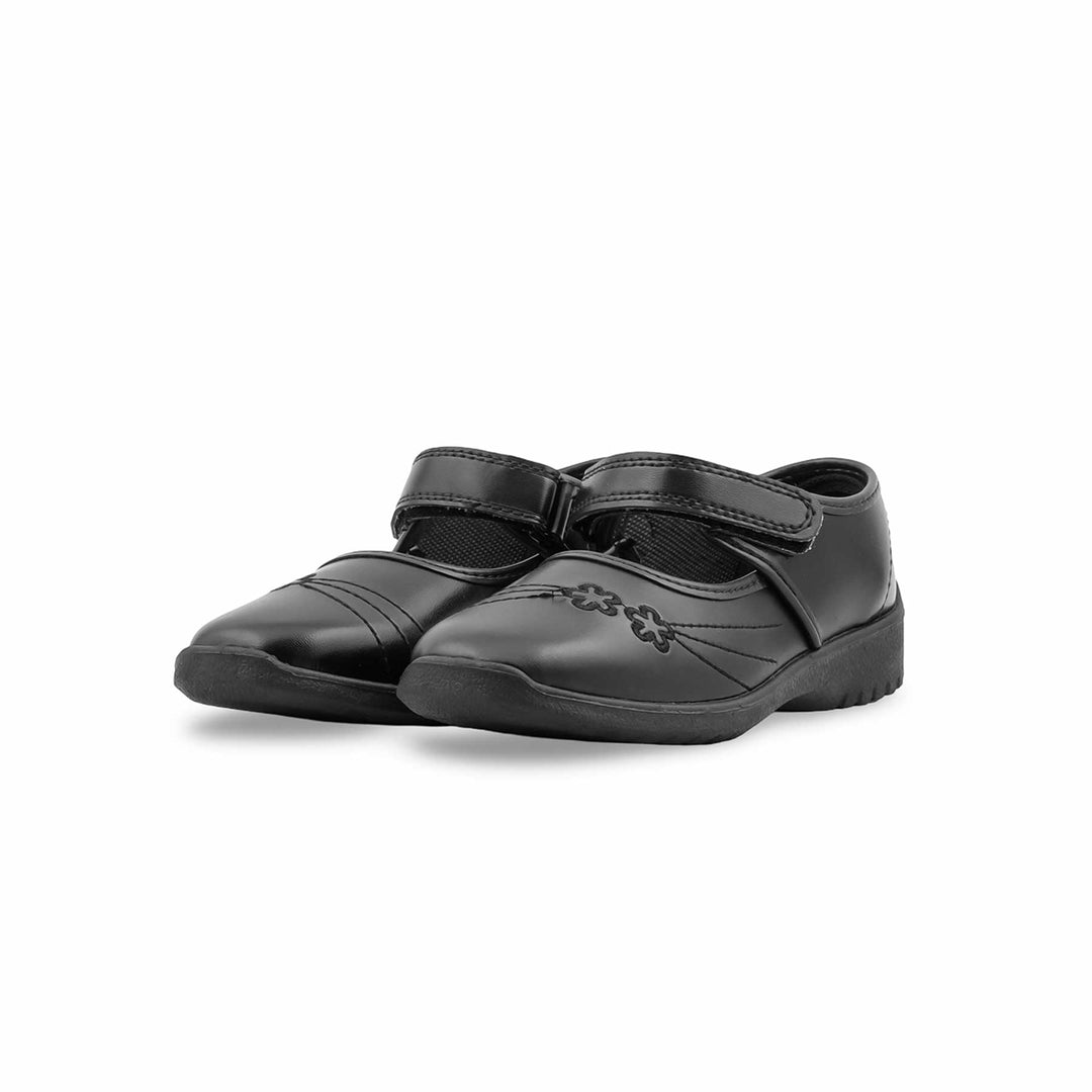 Girls Black Velcro Strap School Shoes SK0148