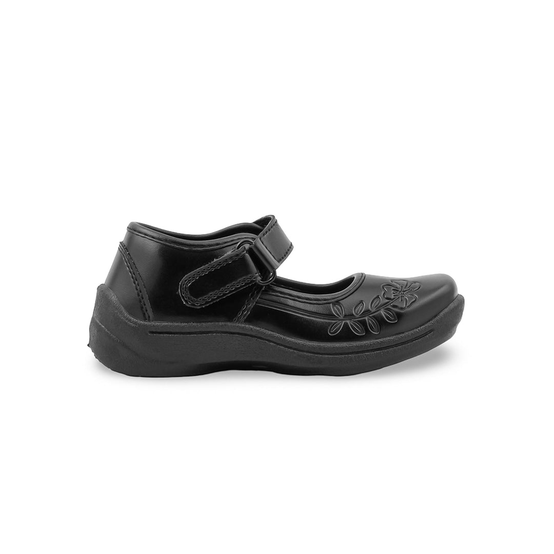 Girls Black Velcro Strap School Shoes SK0149