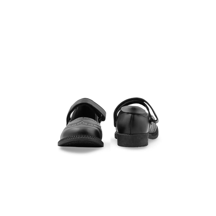 Girls Black Velcro Strap School Shoes SK0153
