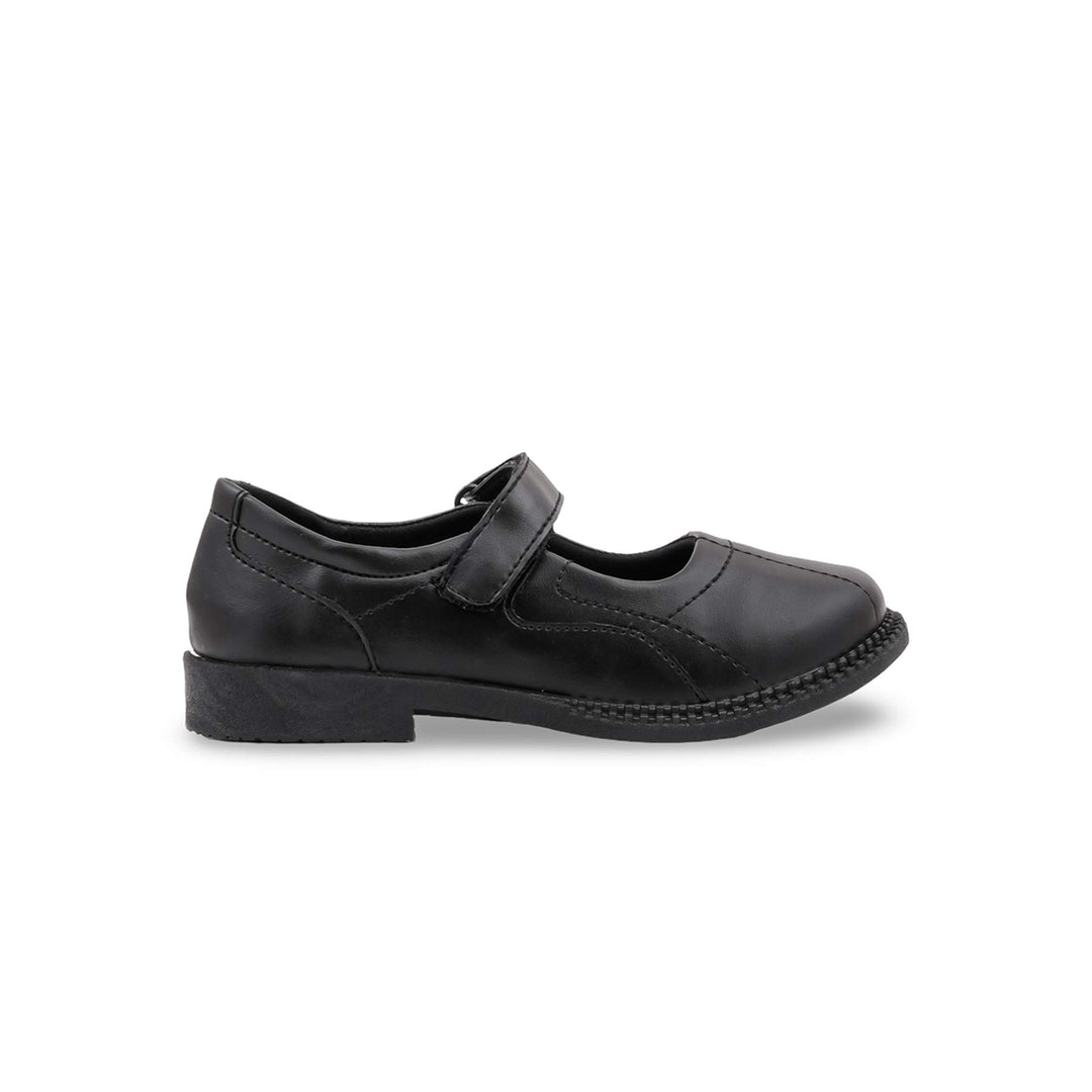 Girls Black Velcro Strap School Shoes SK0154