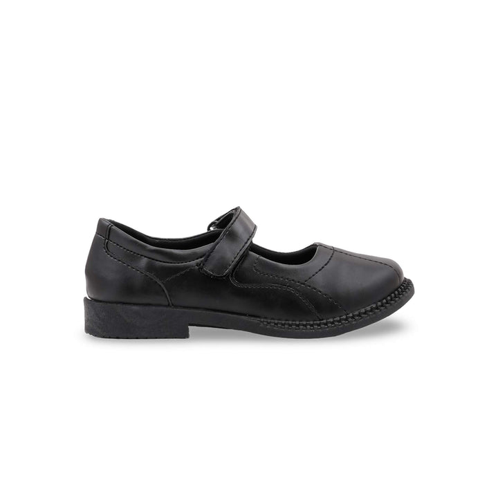 Girls Black Velcro Strap School Shoes SK0154