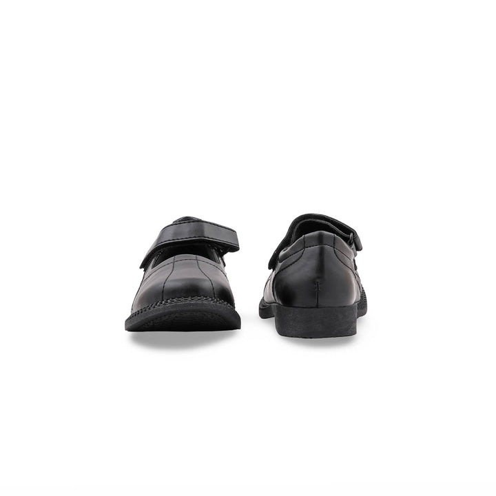 Girls Black Velcro Strap School Shoes SK0154