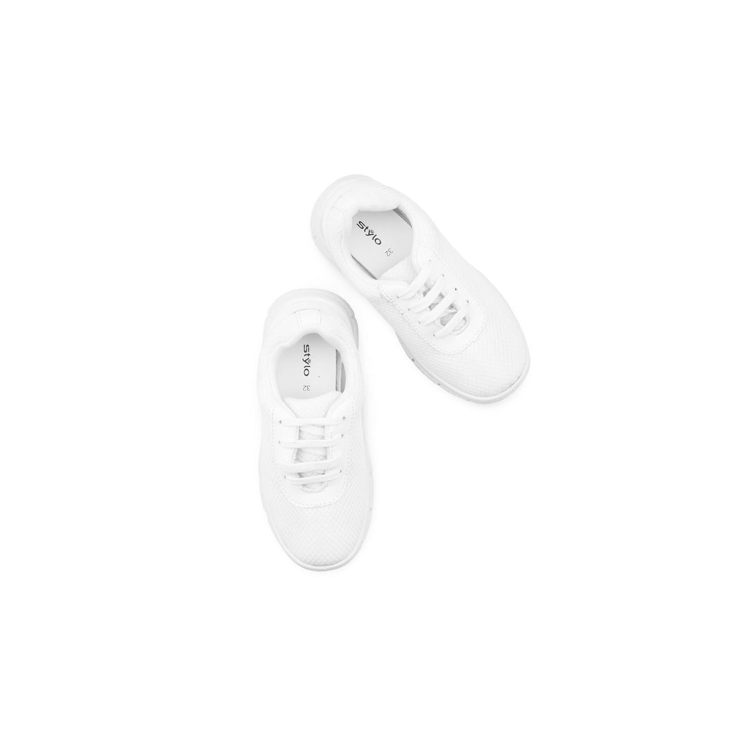 Girls White Sports School Shoes SK0155
