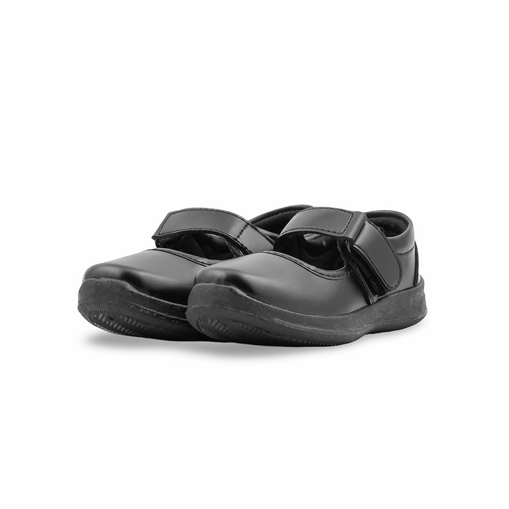 Girls Black Velcro Strap School Shoes SK0158