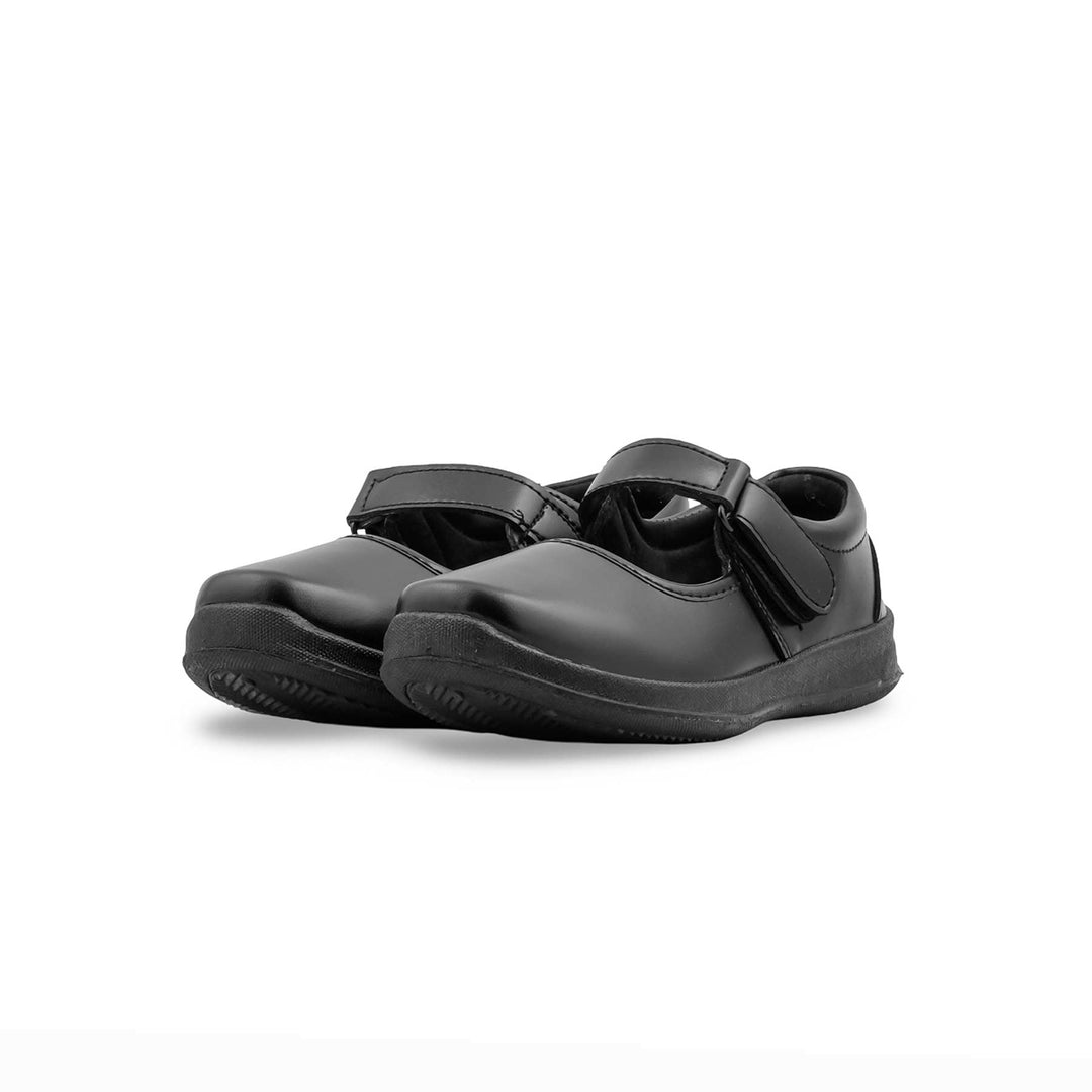 Girls Black Velcro Strap School Shoes SK0159