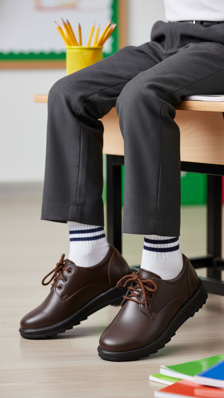 Boys Brown Lace Up School Shoes  SK1063