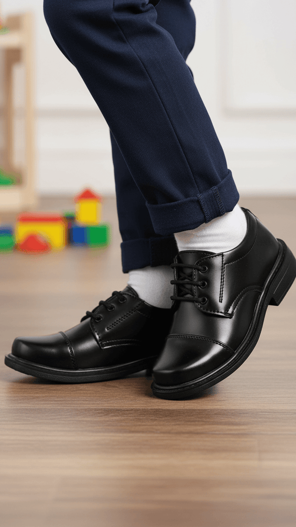 Boys Black Lace Up School Shoes SK1068