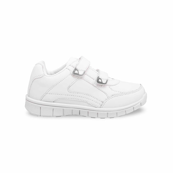 Boys White Velcro School Trainers SK1071
