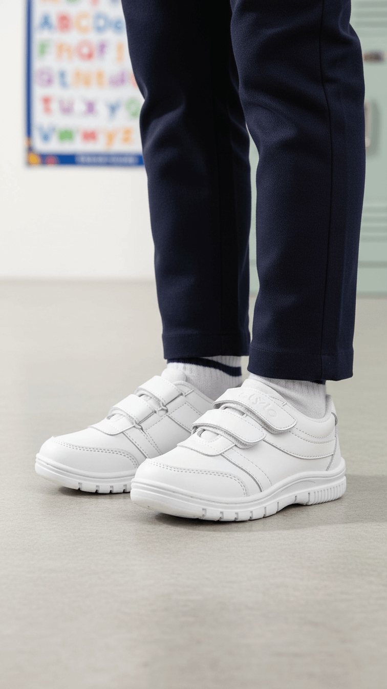 Boys White Sports School Shoes SK1072