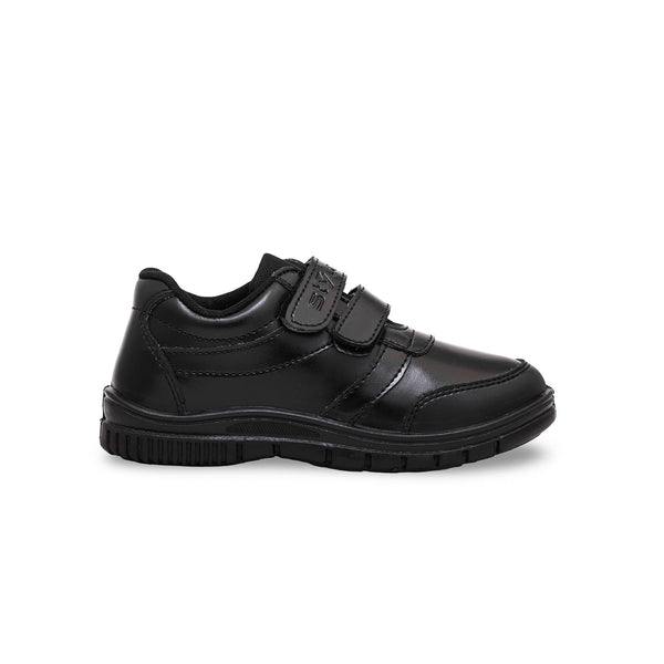 Boys Black Dual Strap Schools Shoes SK1073