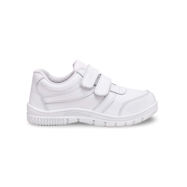 Boys White Velcro School Trainers SK1073