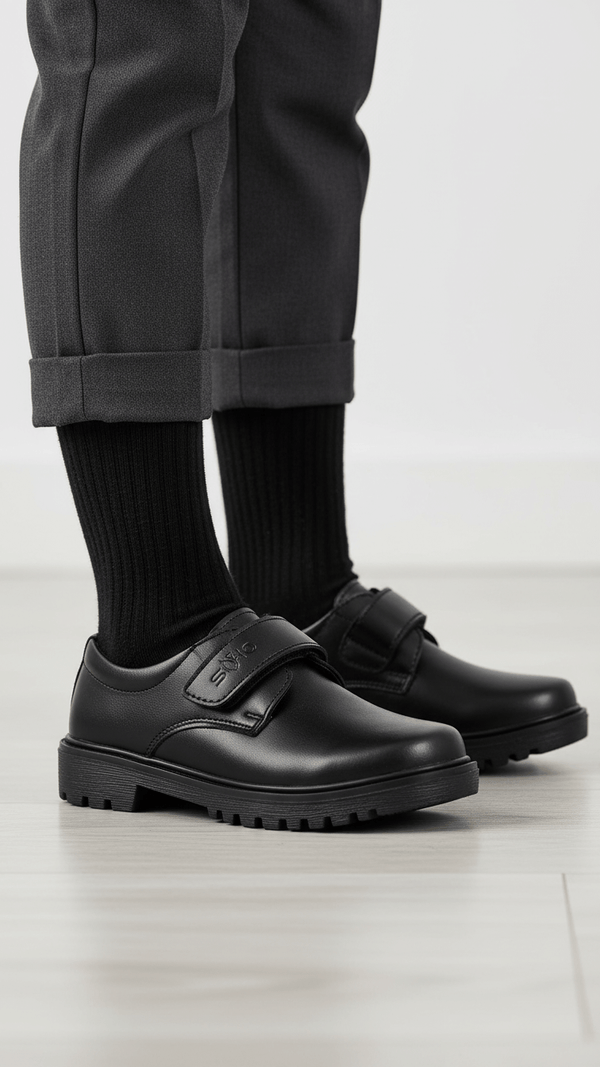 Boys Black Velcro School Shoes SK1076