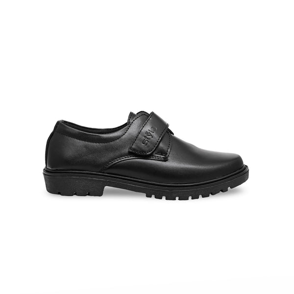 Boys Black Velcro Strap School Shoes SK1077