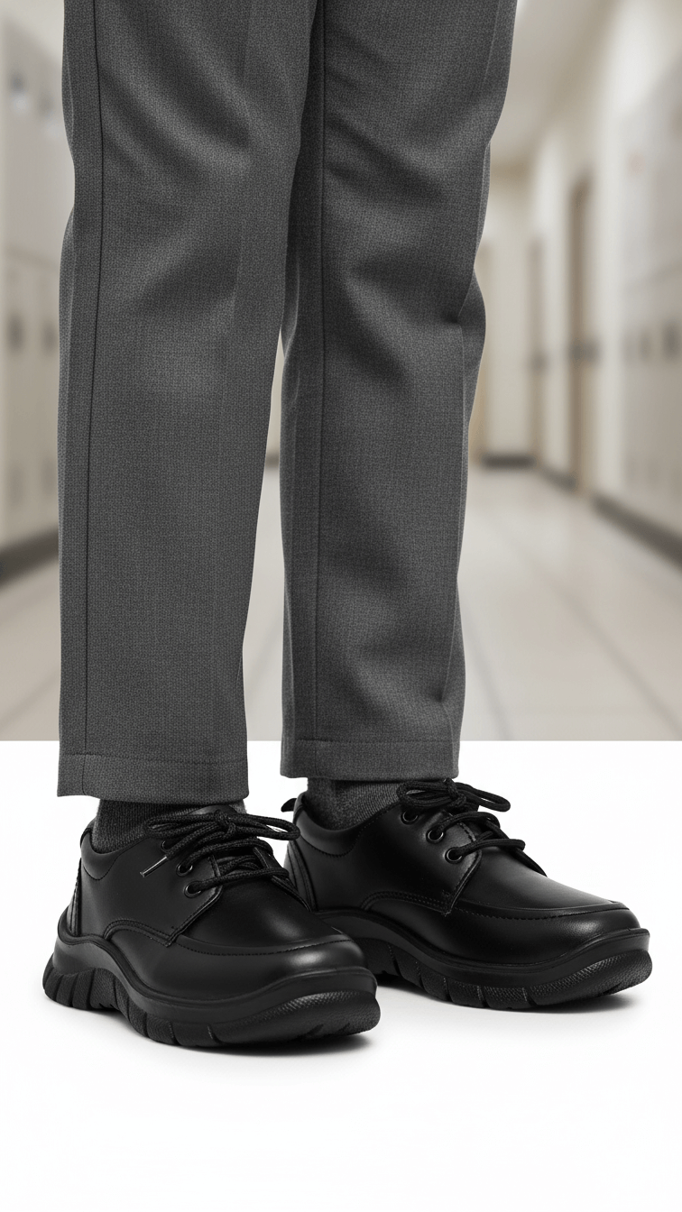 Boys Black Lace Up School Shoes SK1078