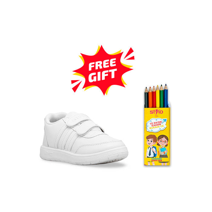 Boys White School Shoes SK1082