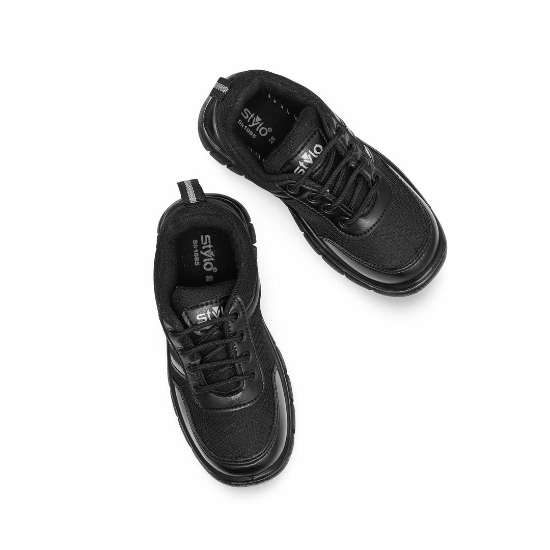 Boys Black Velcro Strap School Shoes SK1085