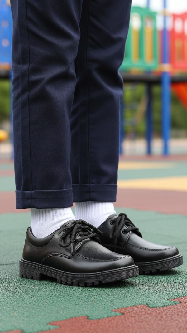 Boys Black Lace Up School Shoes SK1091