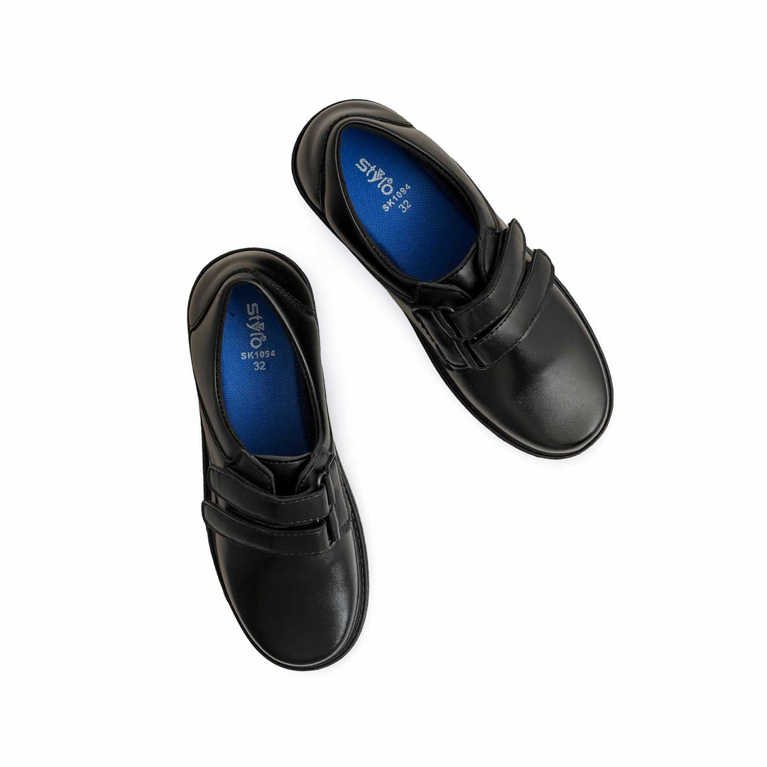 Boys Black Velcro Strap School Shoes SK1094