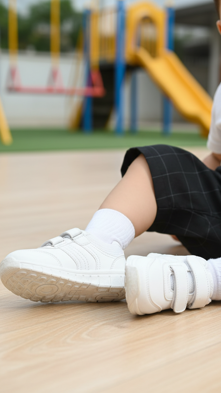 Boys White Sports School Shoes SK1095