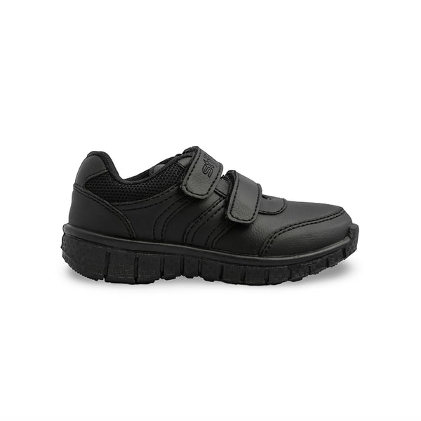 Boys Black Dual Strap Schools Shoes SK1095