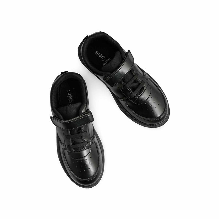 Boys Black Velcro Strap School Shoes SK1099