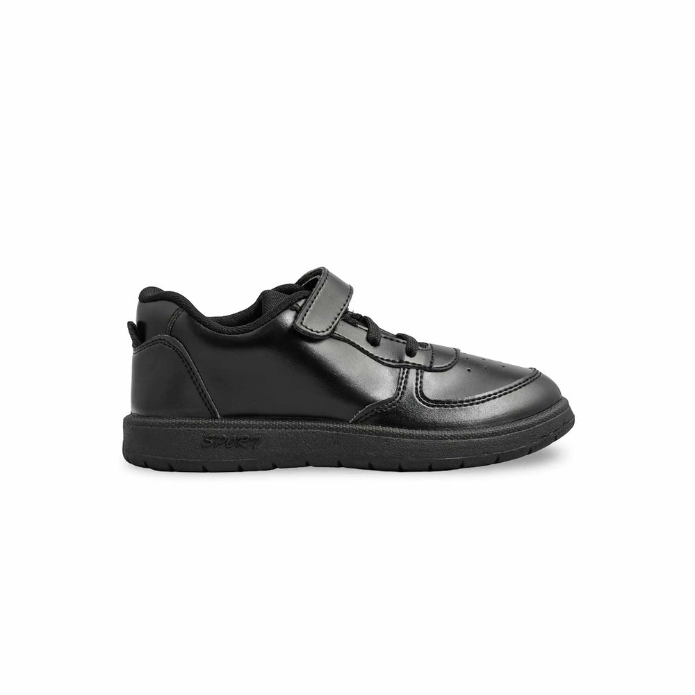 Boys Black Velcro Strap School Shoes SK1099