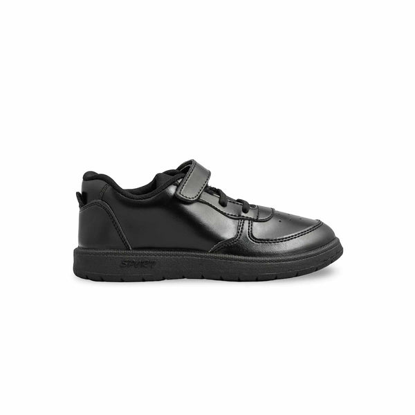 Boys Black Velcro Strap School Shoes SK1099