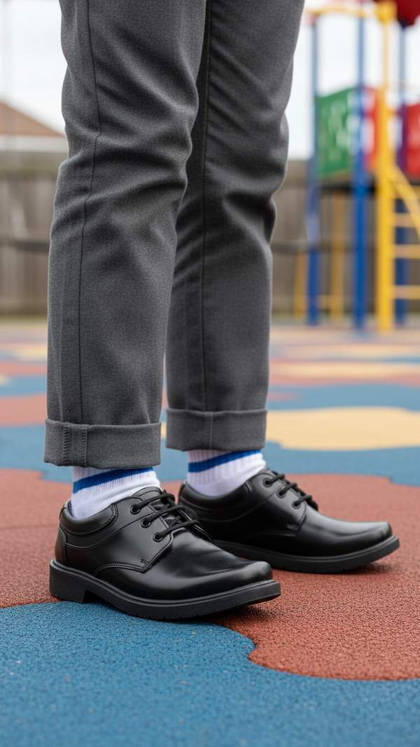 Boys Black Lace Up School Shoes SK1101