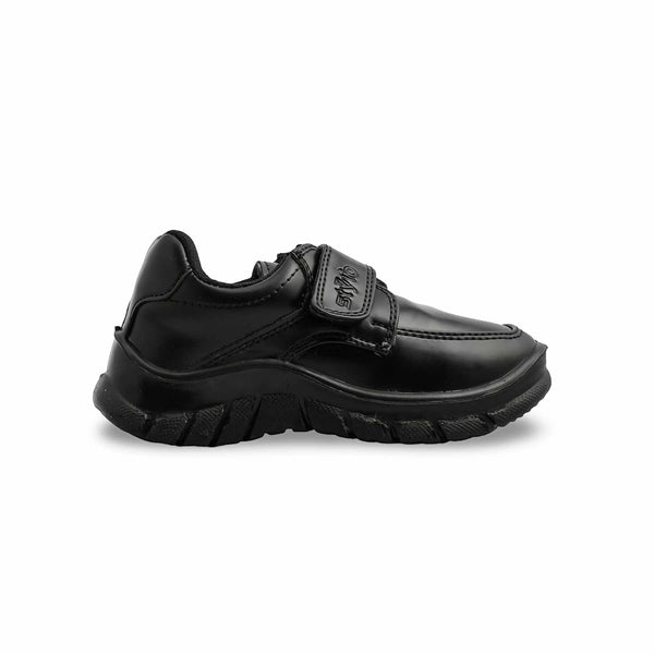 Boys Black Velcro Strap School Shoes SK1102
