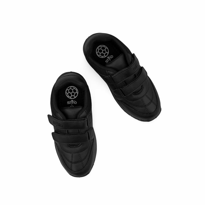 Boys Black Velcro Strap School Shoes SK1104