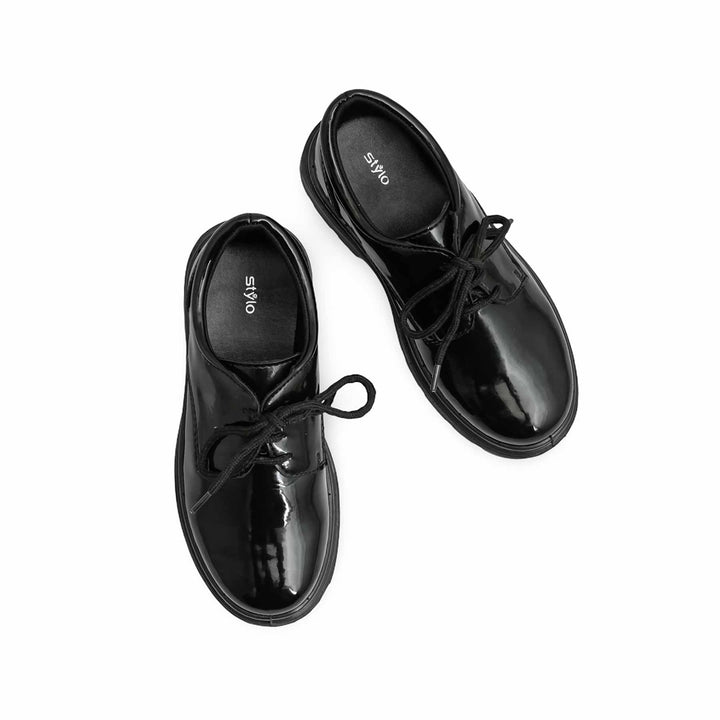 Boys Black Lace Up School Shoes  SK1105