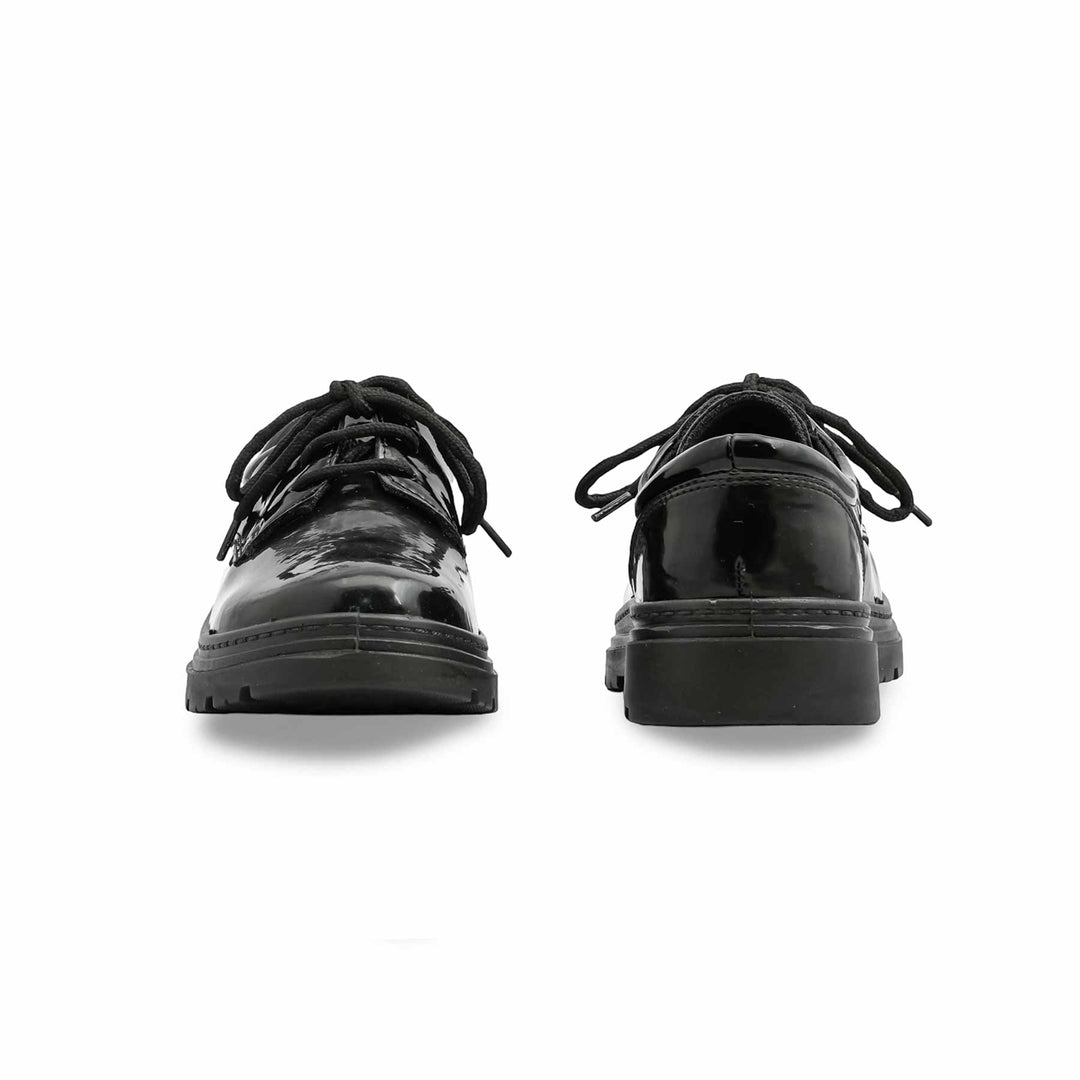 Boys Black Lace Up School Shoes  SK1106