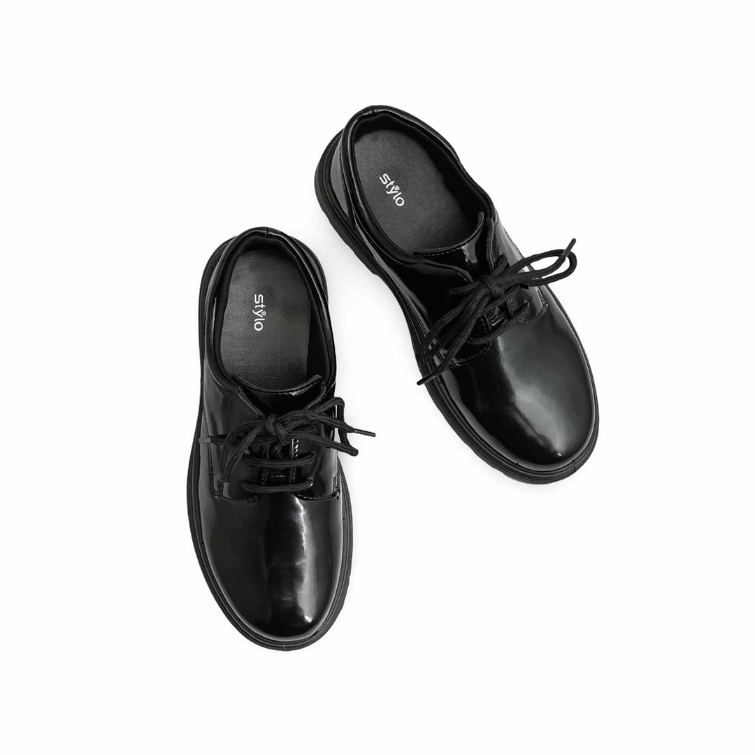 Boys Black Lace Up School Shoes  SK1106