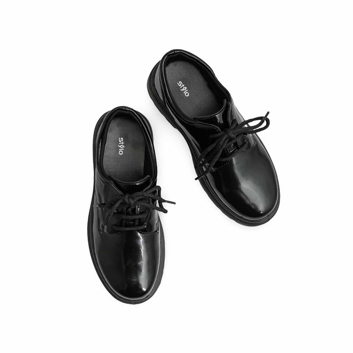 Boys Black Lace Up School Shoes  SK1106
