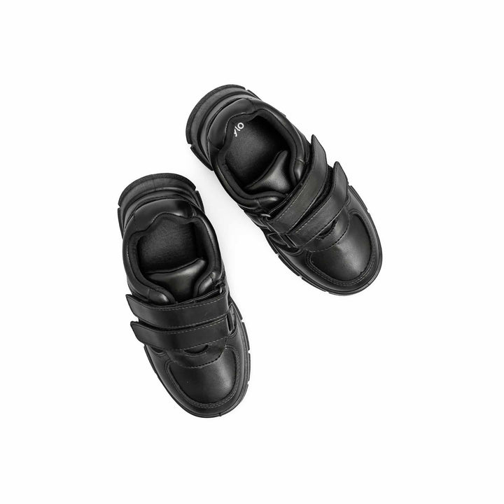 Boys Black Dual Strap Schools Shoes SK1107