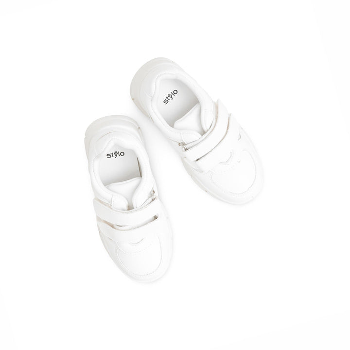 Boys White Dual Strap Schools Shoes SK1107