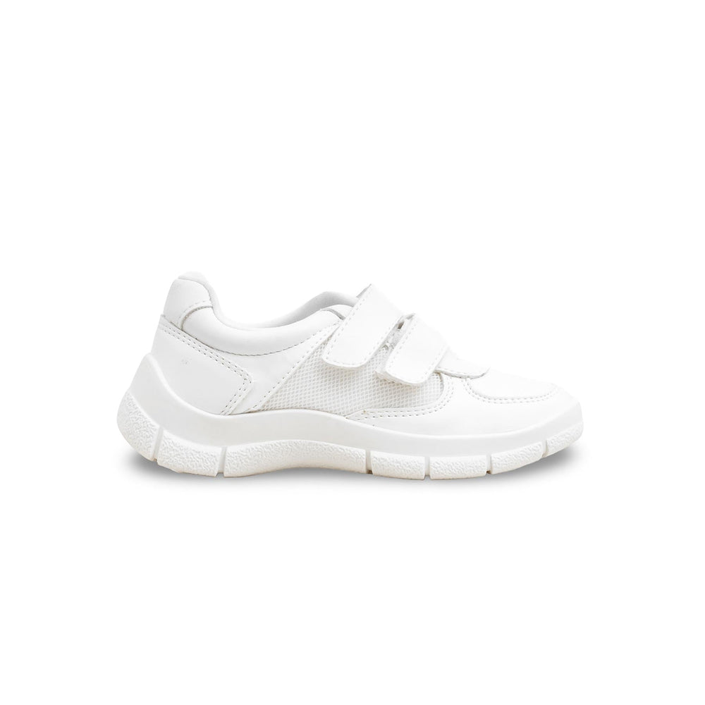 Boys White Dual Strap Schools Shoes SK1107